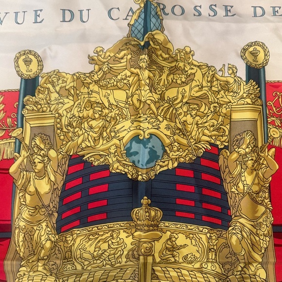HERMES “VUE DU CARROSSE DE LA GALERE LA REALE” SILK SCARF WITH COA - Picture 2 of 16